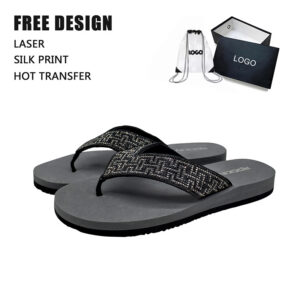 Custom Logo Women's Flip Flops – EVA Rubber Sole, Fabric Glitter Strap