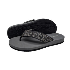 Women's black glitter strap flip flops with lightweight EVA soles for wholesale.