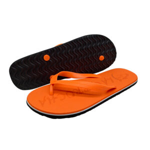 Orange unisex EVA flip flops with PVC straps and lightweight soles
