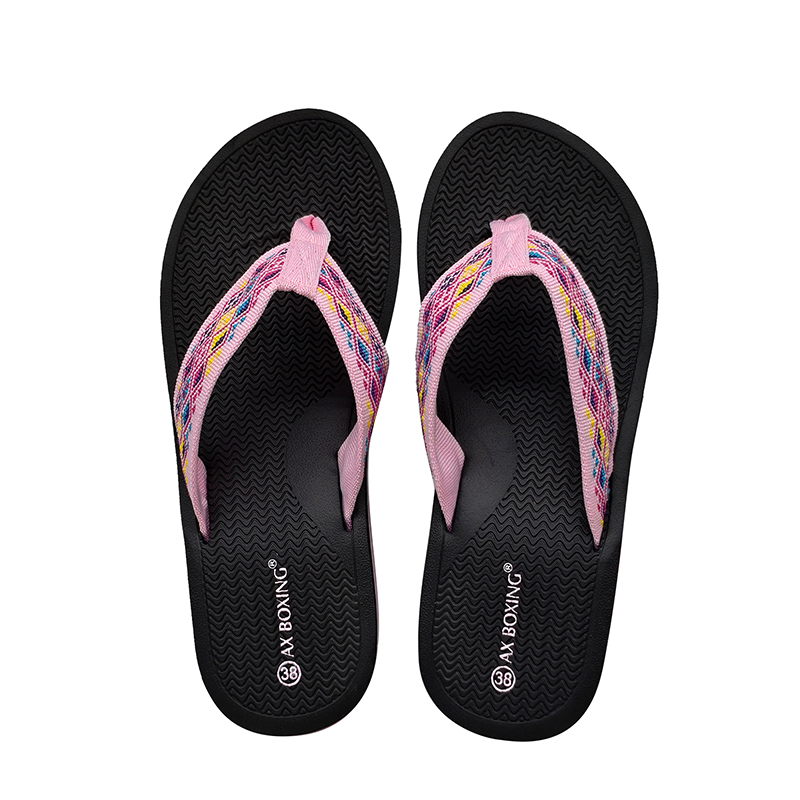 Wholesale Women's EVA Wedge Flip Flops with Fabric Strap - Image 2