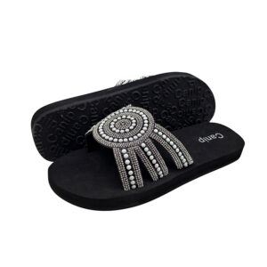 Custom Logo Women's Rhinestone Slide Sandals EVA Sole OEM Wholesale Slippers