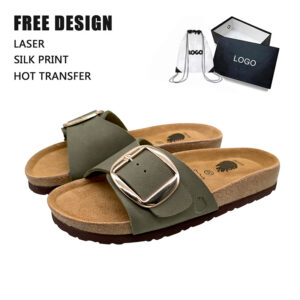 Wholesale Custom Women’s Cork Slide Slippers PU Upper Sandals