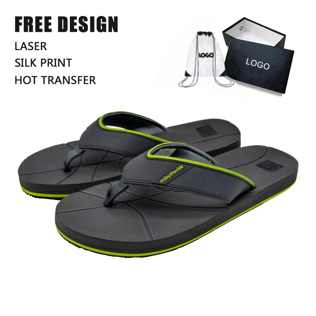 Factory Direct Men's Outdoor Flip Flops, PU Leather Strap Non-slip Sandals