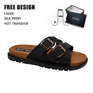 X Strap Two Buckles PU Upper Custom Women Slide Slippers – Bulk Wholesale