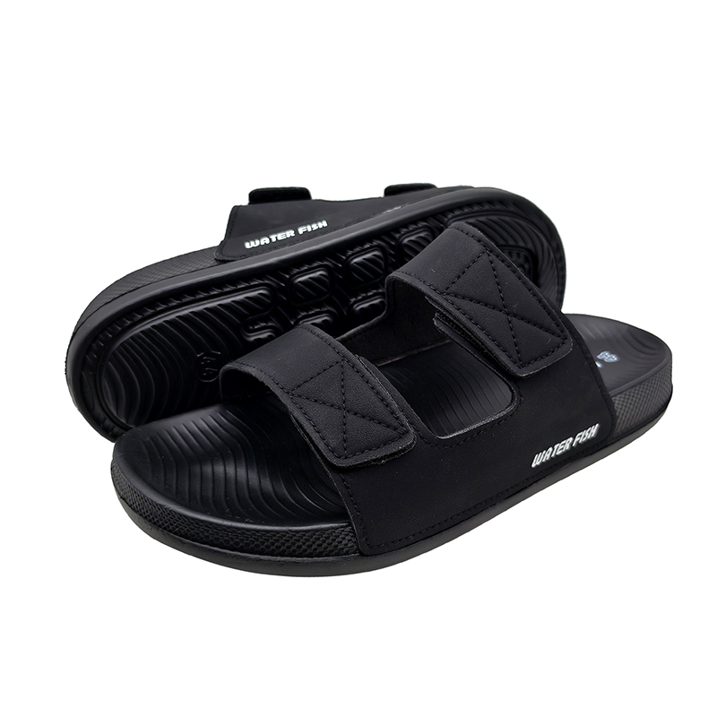 OEM Men's PU Double Strap Slide Sandals with Custom Logo