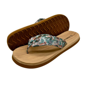 Women's Boho Floral Flip Flops with Tropical Print Fabric Straps