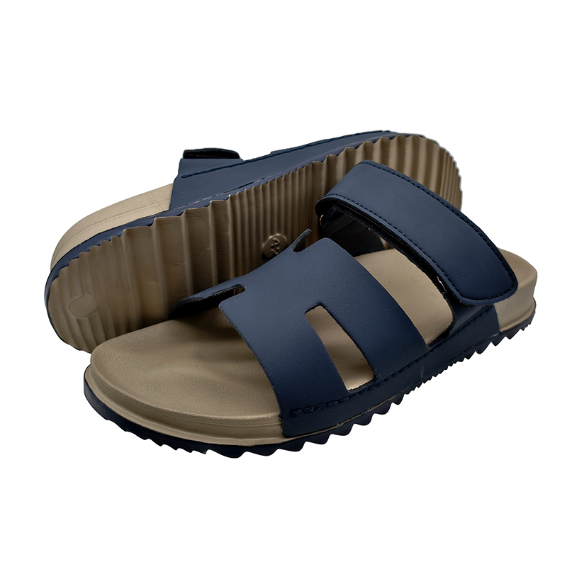 Men PU Leather Slide Sandals with Adjustable Strap Non Slip Summer Casual Slippers - Image 3